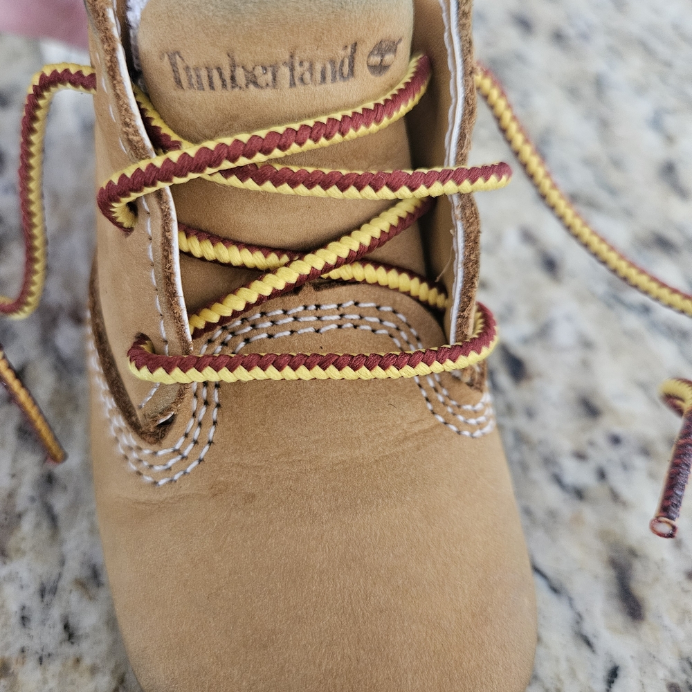 Timberland Wheat Leather Boot with Maroon & Yellow Laces